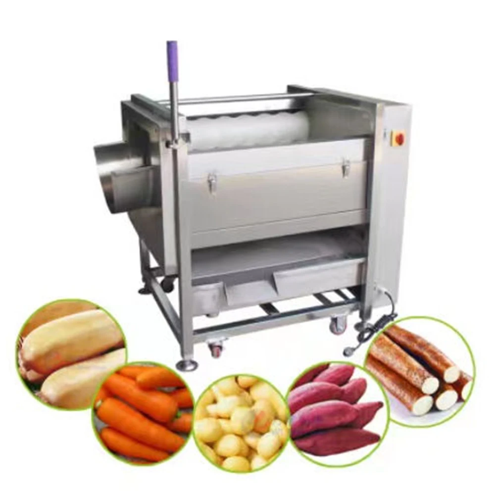 Commercial Garlic Potato Peeling Rotary Brush Washing Machine Potato Washing Cleaning Machine Sweeper Taro Cleaning Machine