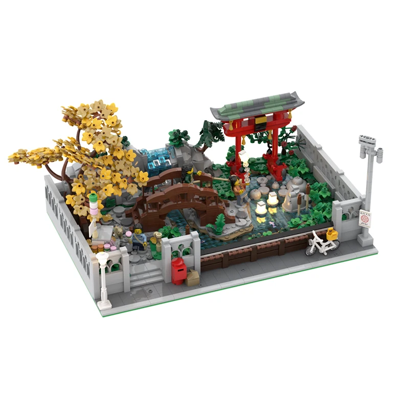 MOC klocki Torii Gate Gardens architektura modułowy model cegły prezent urodzinowy zabawka dla dzieci prezent seria Street View