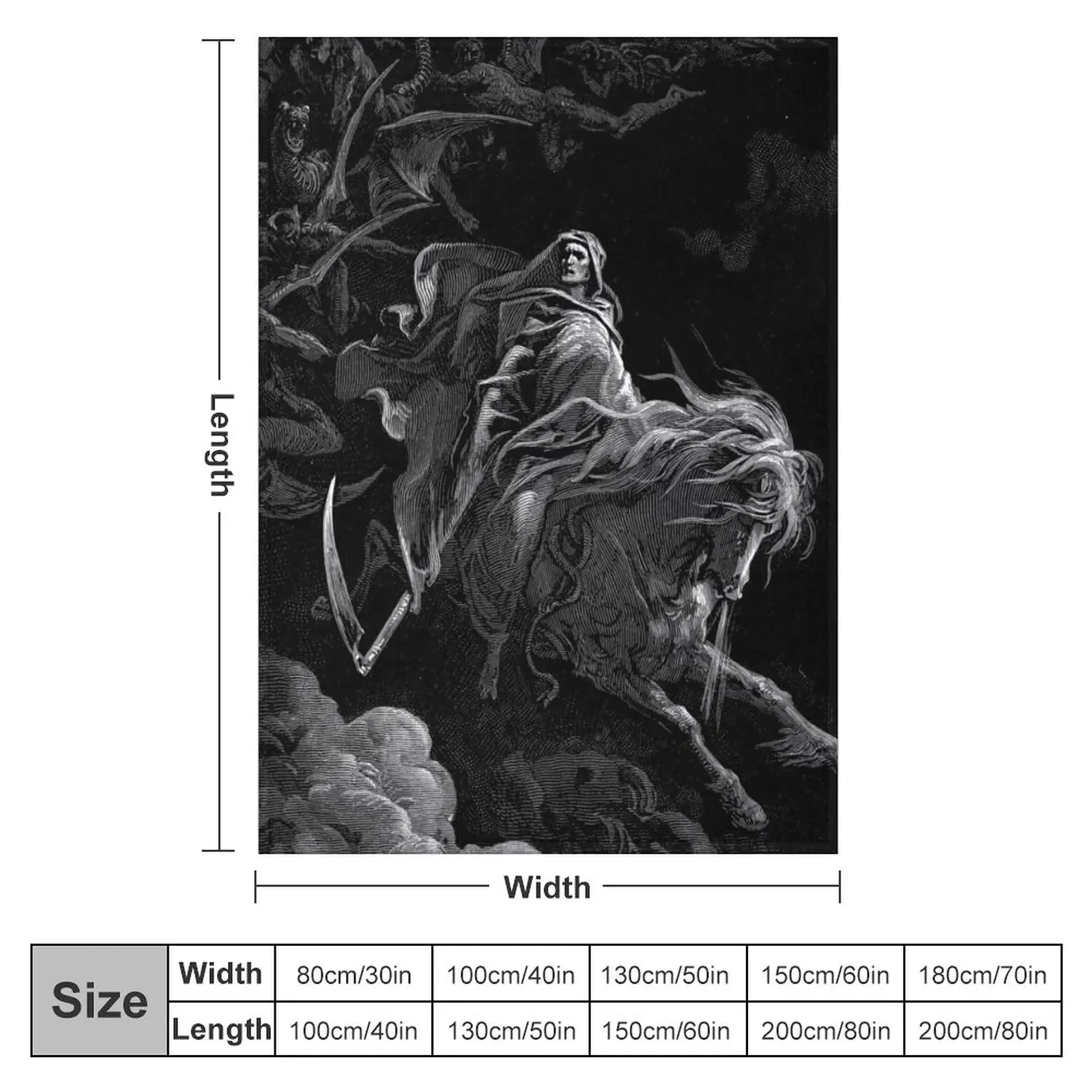 Gustave Dore Death on the Pale Horse Throw Blanket Tourist Quilt Blankets