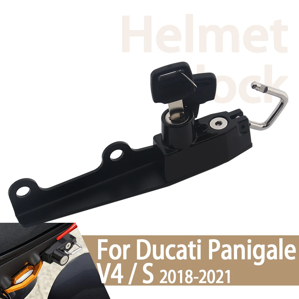 

Motorcycle Helmet Lock Mount Hook with 2 Keys For Ducati Panigale V4 V4S PANIGALE 2018-2021 Helmets Security Anti-Theft Lock