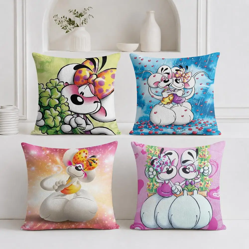 D-Diddl Mouse Cushion Cover Plush Fabric Soft Double-Sided Printed Sofa Warm Winter Home Gift Pillow Cover