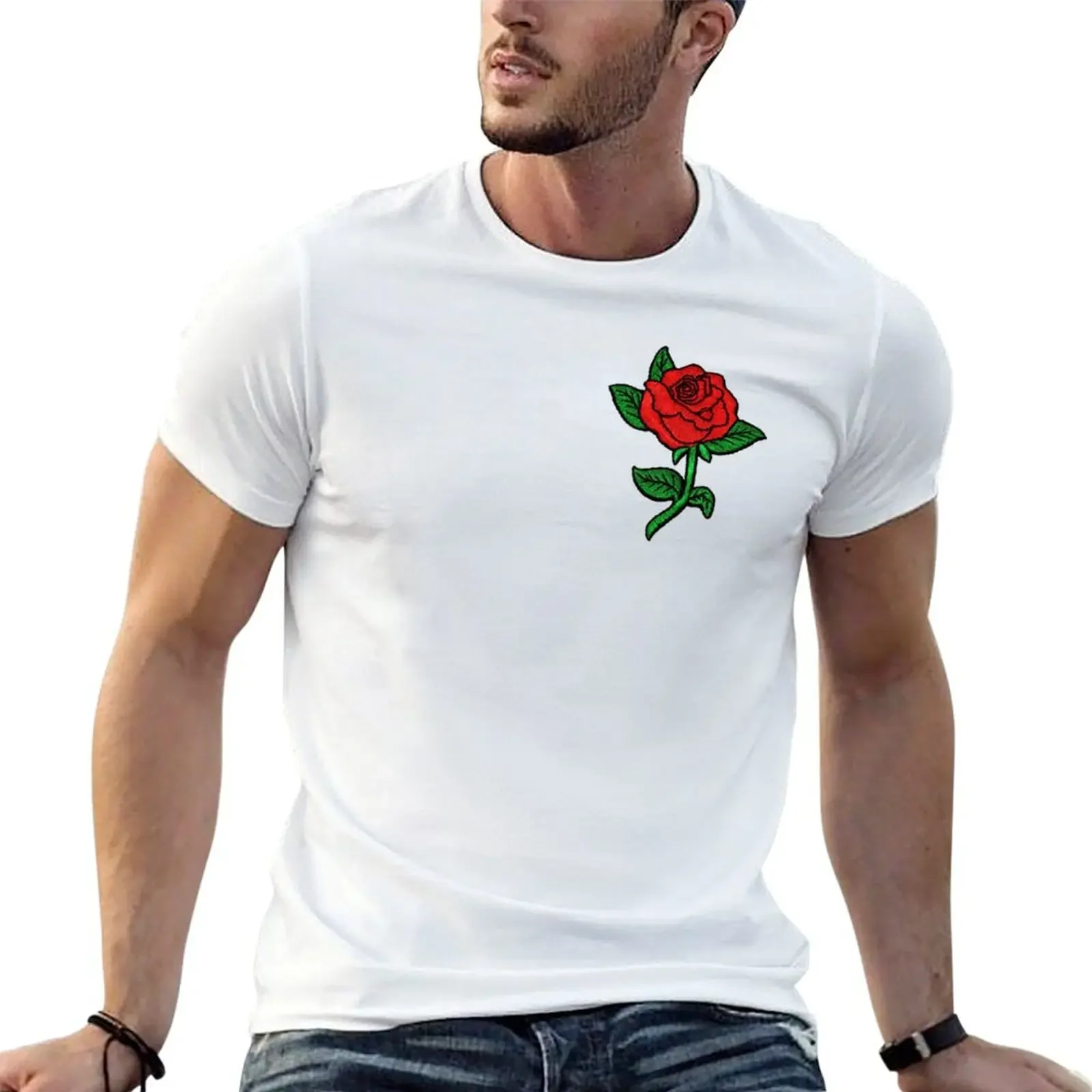 

Rose Patch White T-Shirt Louboutins shirts graphic Men's cotton t-shirt