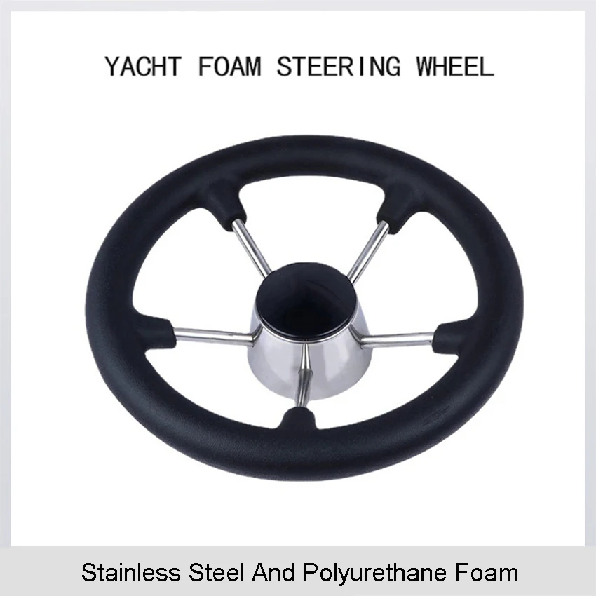 11インチ-135インチ-マリンステンレススチール製ボートステアリングホイール-ヨット用-ブラックフォームグリップ付き-ボートアクセサリー