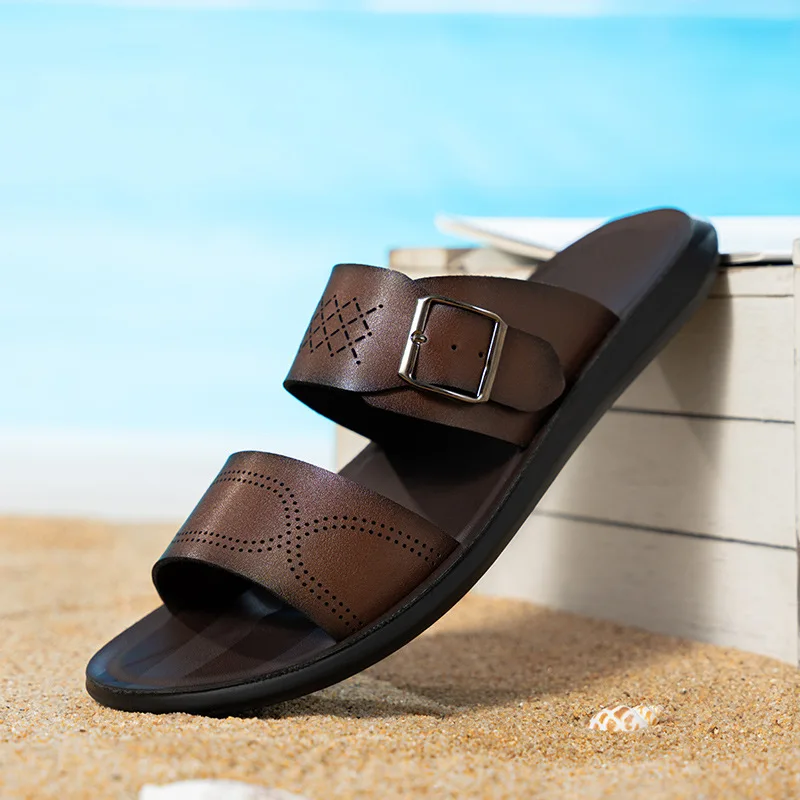 2025 Summer New Sandals Men's Fashion Slippers Large Size Open Toed Men's Shoes Leisure Vacation Beach Shoes Sandalias Hombre