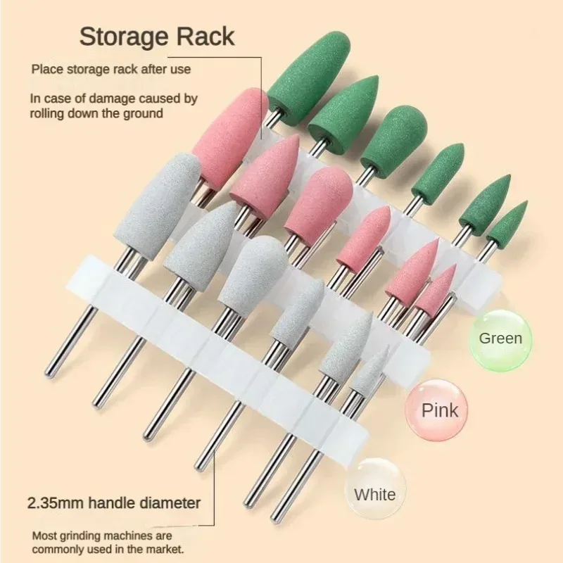 6Pcs Gummi Silikon Nagel Schleifen Kopf Nagel Polieren EntfernungNail Puffer Elektrische Maniküre Maschine Nagel Bohrer Zubehör Werkzeuge