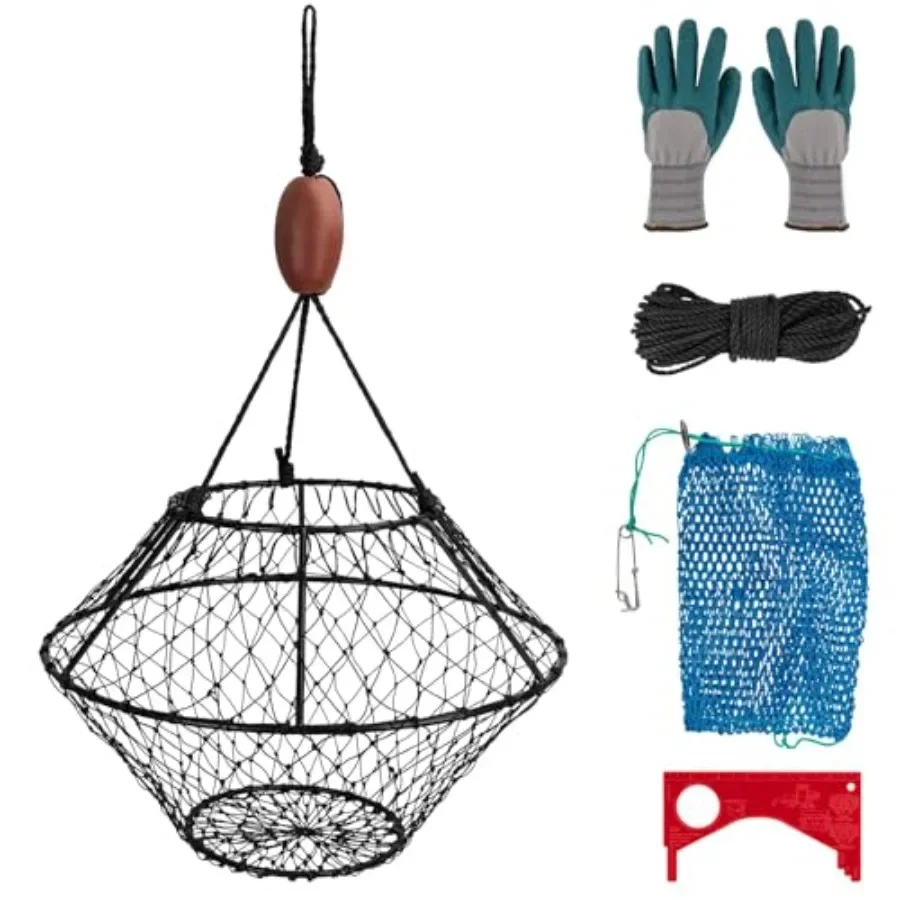

Crab Ring Trap Hoop Net 1/2-Pack, Heavy Duty Galvanized Steel Saltwater Crab Nets for Crabbing Lobster, Dungeness and Blue Crab