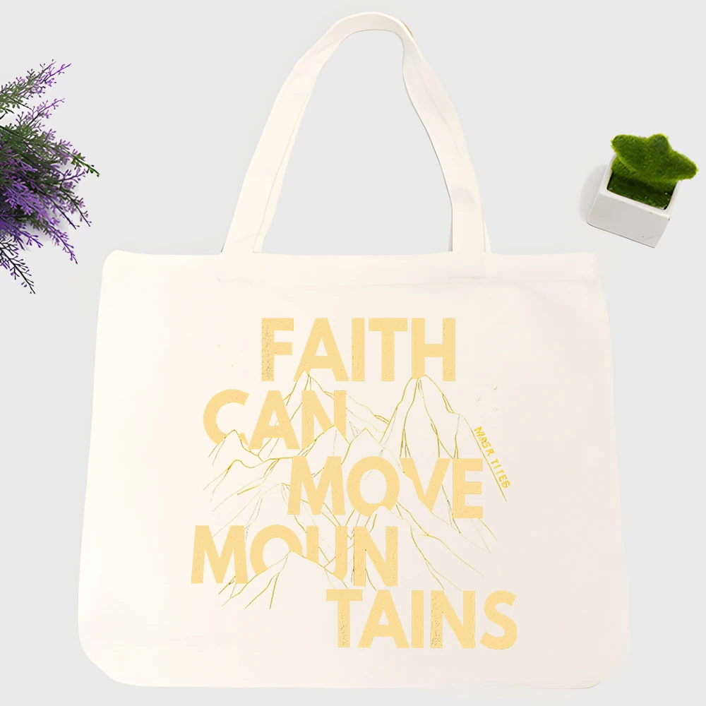 Men's nature graphic canvas tote bag with typography print, ideal for casual daily use and weekend outings