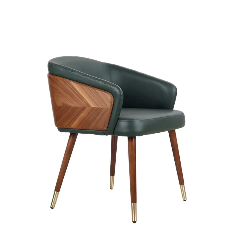 Wood Back Support Sold Wood Leg High Density Padding Foam Dining Chairs