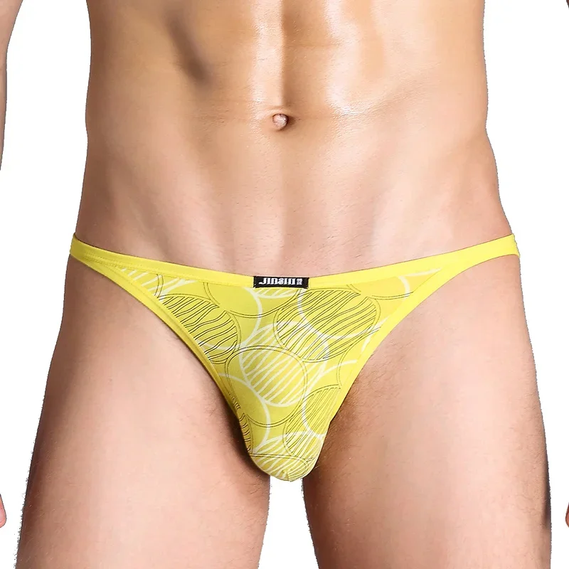 Jinshi Men's Underwear Briefs Low Rise Print Panties Soft Bamboo Breathable Briefs