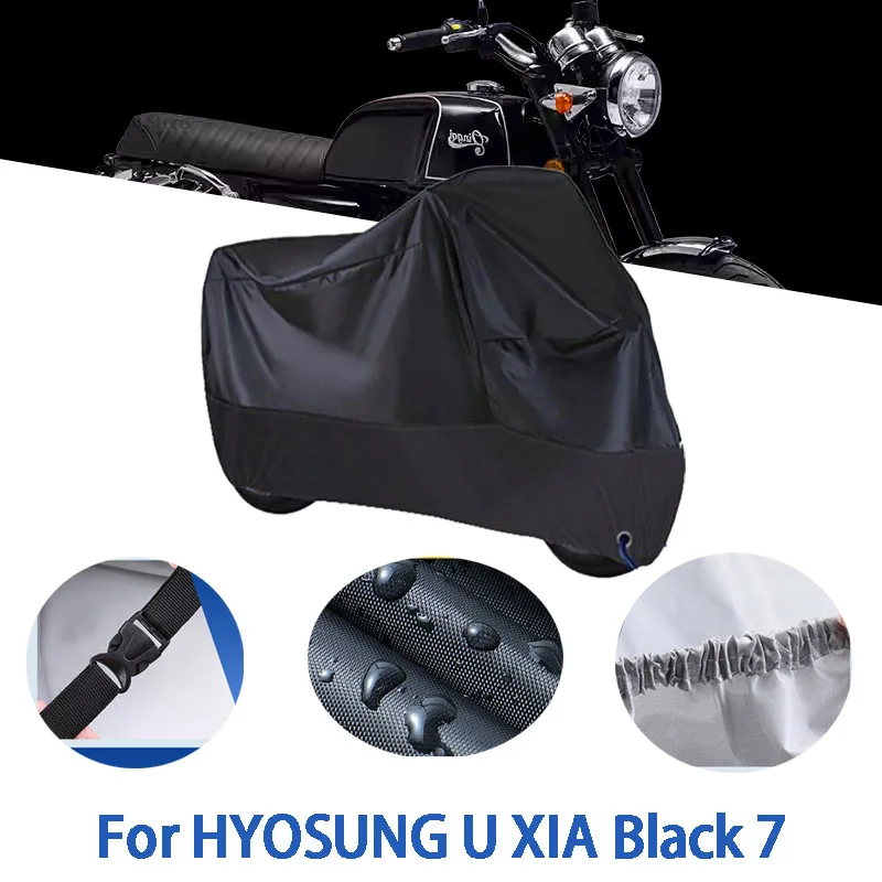 

Полный чехол для мотоцикла HYOSUNG U XIA, черный 7, автомобиль на открытом воздухе, защита от солнца, пыли, без ушей, утолщенный оксфордский чехол, аксессуары