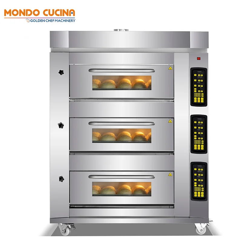 Baking Machine Pizza 3 Deck 6trays Gas Deck Oven Bakeri Baking Commercial Bread Oven Baking Gas Deck Oven