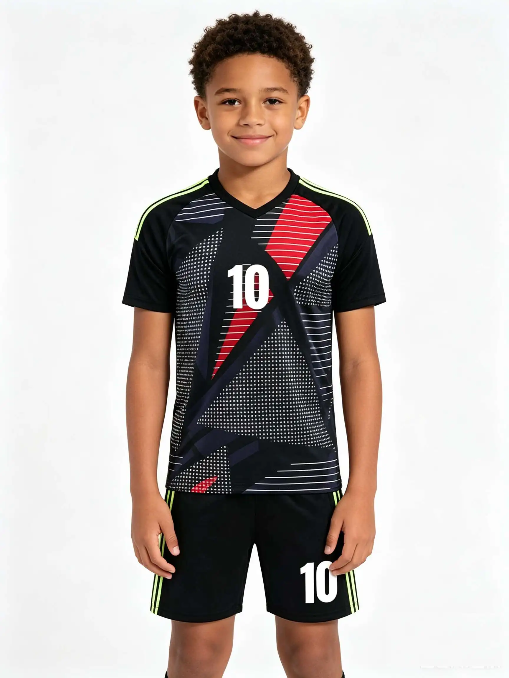 26/27 Unisex Blank Soccer Jersey Set, Kids Adults  Sportswear, Customizable for School Team Running Activities NO.10