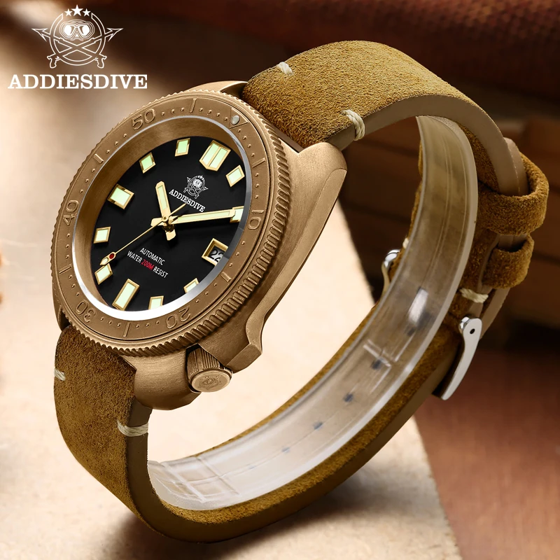 Addiesdive ساعات المعصم الميكانيكية للرجال الفاخرة الياقوت NH35 مضيئة 200 متر مقاوم للماء ساعة برونزية عالية الجودة ساعة أوتوماتيكية