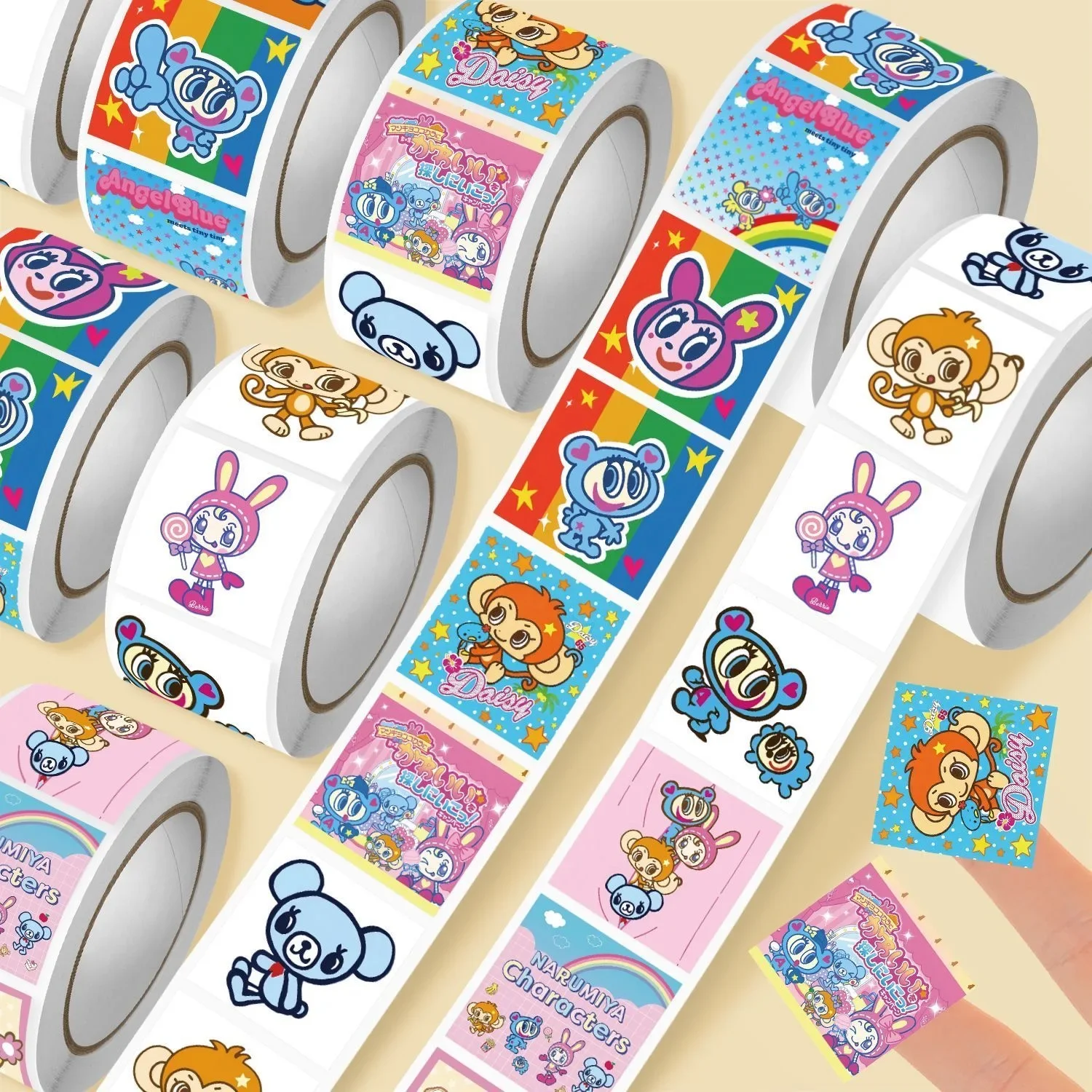 500pcs/Roll Cute Angel Blue Cartoon Sticker DIY Skateboard Laptop Guitar Phone Car Seal Label Decals Decoration