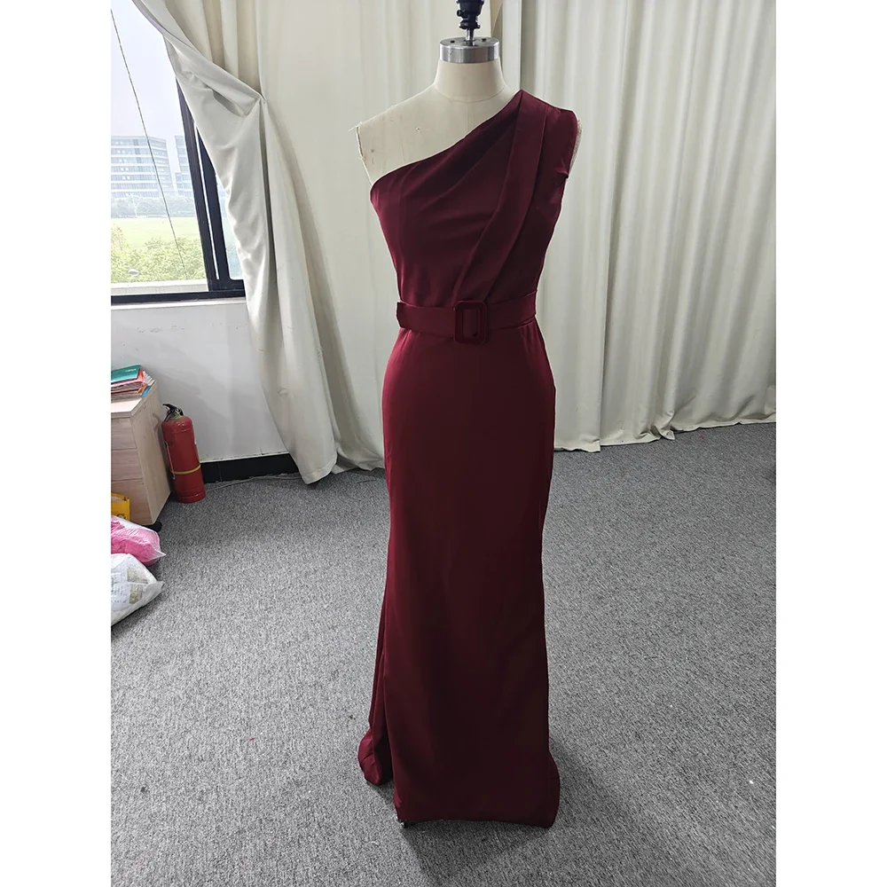 Customized Elegant Simple Jersey Pleat Ruched Sash Mermaid One-shoulder Long Dresses Celebrity Dresses High Quality Matching