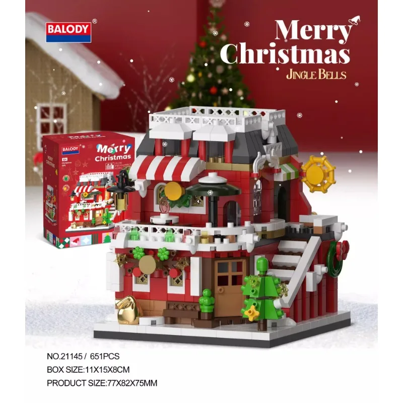 New Christmas Street Scene Building Blocks Candy House Small Particle Model Ornaments Educational Children's Toys Christmas Gift