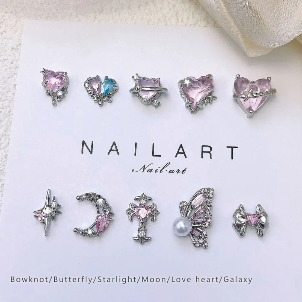 Licht Luxus Charms Luxus Nägel Liebevolles Herz Japanischen Stil Nagel Dekor Anhänger Legierung DIY Nagel Charms Rosa Juwel Nägel Dekor