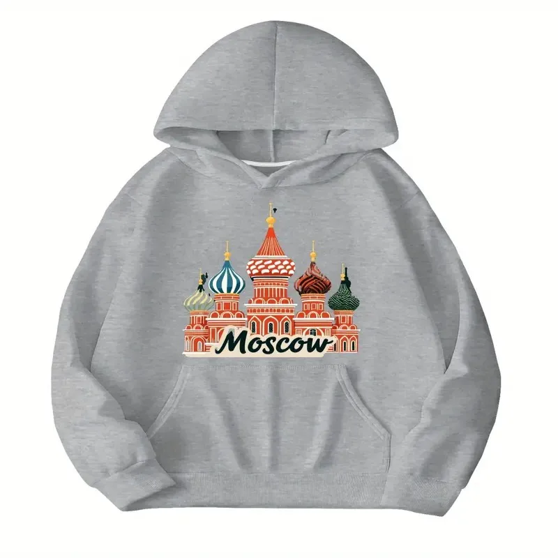 

Fall Winter Clothes Women Oversize Sweatshirt Female Plus Size Moscow Onion Domes Graphic Art Breathable Cotton Fabric Top Y2k