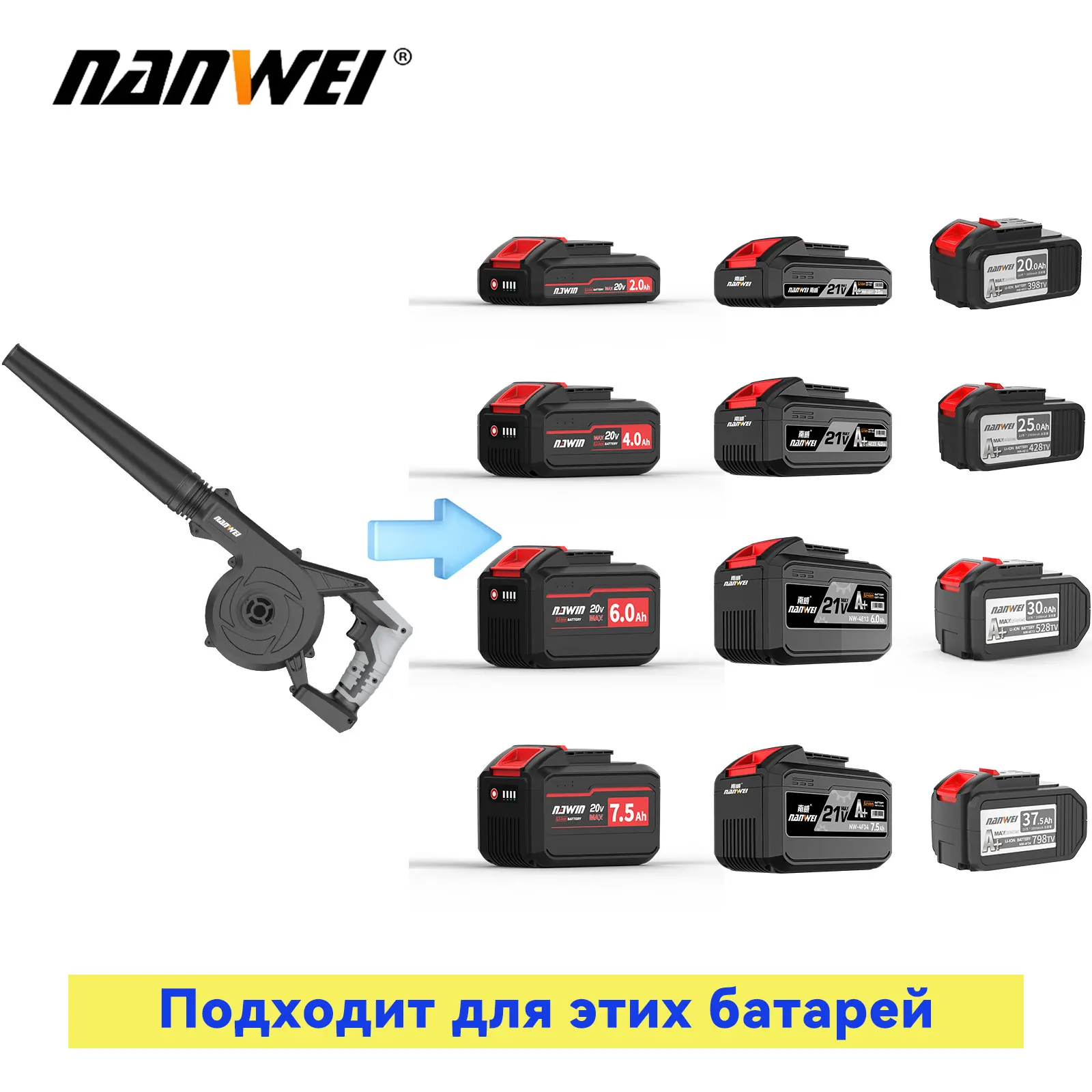 Picture 3: Cordless 500CFM 130MPH Electric Leaf Blower 3 Speed Electric Cordless Leaf Blower Battery Powered Blowers for Lawn
