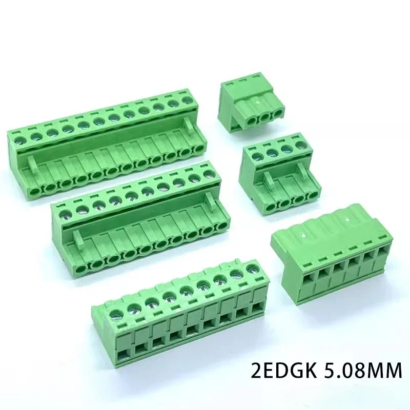 10PCS/Lot 2P 3P 4P 5P 6P 7P 8P 9P 10P 5.08mm Pitch Connector KF2EDGK  Pluggable Screw Through Hole Terminal Block