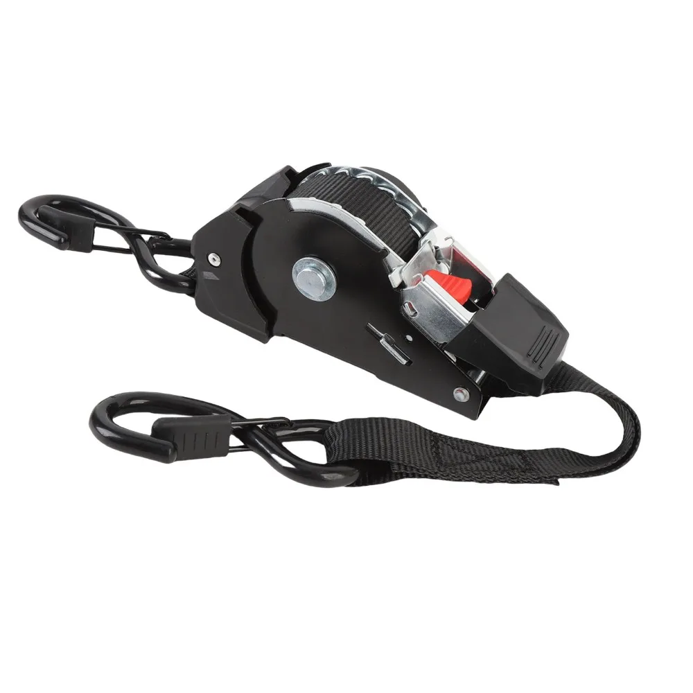 Black Ratchet Tie Down Straps Stainless Steel Stretching up to a maximum length of 3 Meters Auto Retractable Tie Down