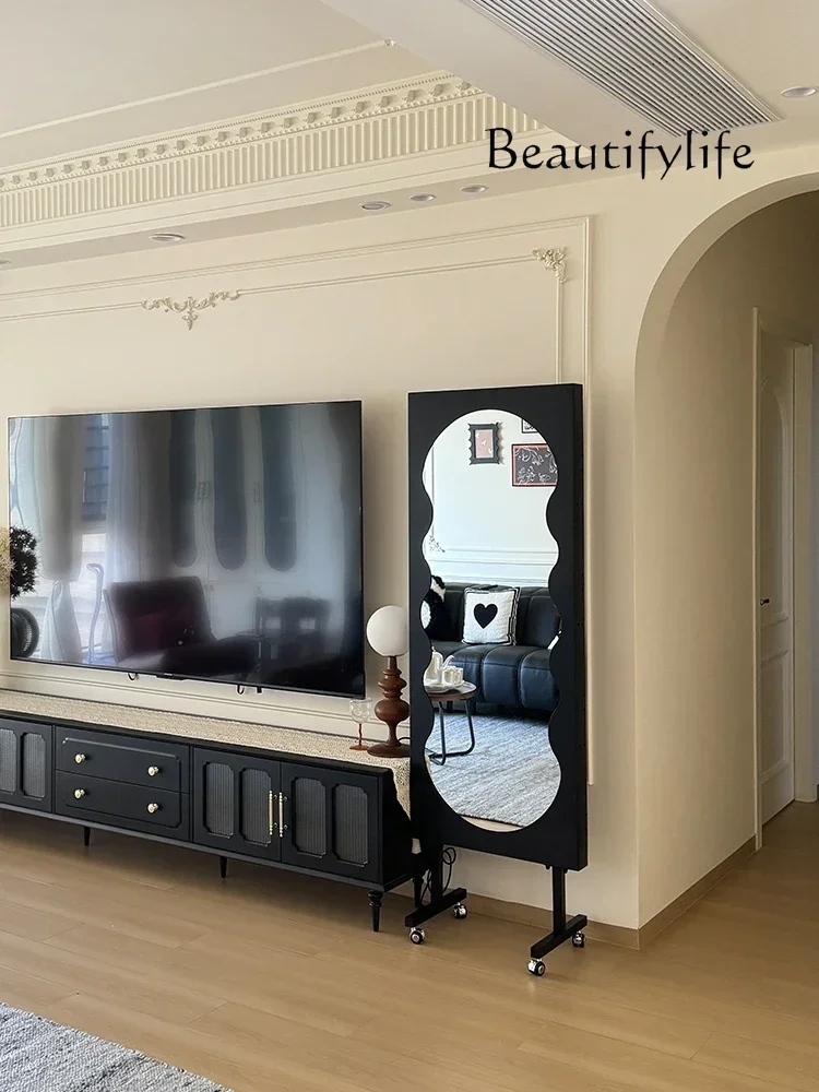 

Средневековое зеркало для галереи, передвижное напольное зеркало для всего тела, зеркало в полный рост для спальни, встроенная полка для журналов