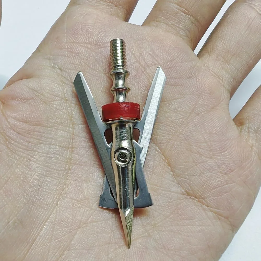 6 PCS Mechanical Broadhead 100 Grain, 2 Blade Broadhead, Hunting Broadhead, 1.96