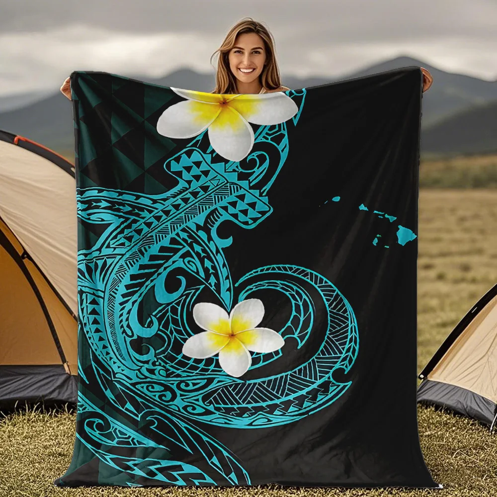 Hawaiian tribal tattoo designs Blanket for Sofa Bed Travel Camping Living Room Office Conditioning Blanket for All Seasons Gifts