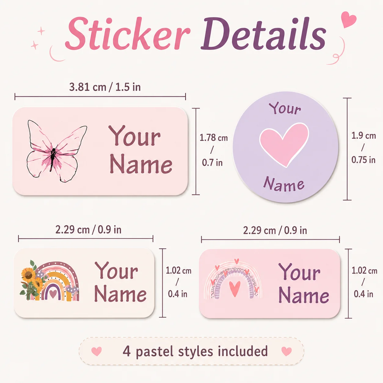 140PCS Adesivos Personalizados com Nome, Etiquetas Autoadesivas Personalizadas, 4 Designs Fofos para Garrafas e Caixas de Armazenamento de Material Escolar