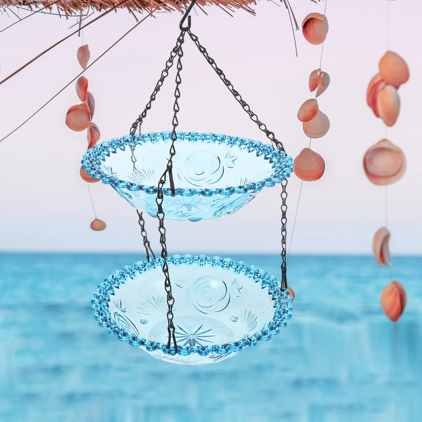 

Outdoor Bird Feeder Hanging Design Weather Resistant Garden Feeder for Patio Balcony Yard Decorative Bird Feeding Container