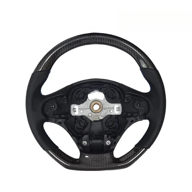 Suitable for BMW 3 Series F30, black three-color stitched sports-style carbon fiber steering wheel