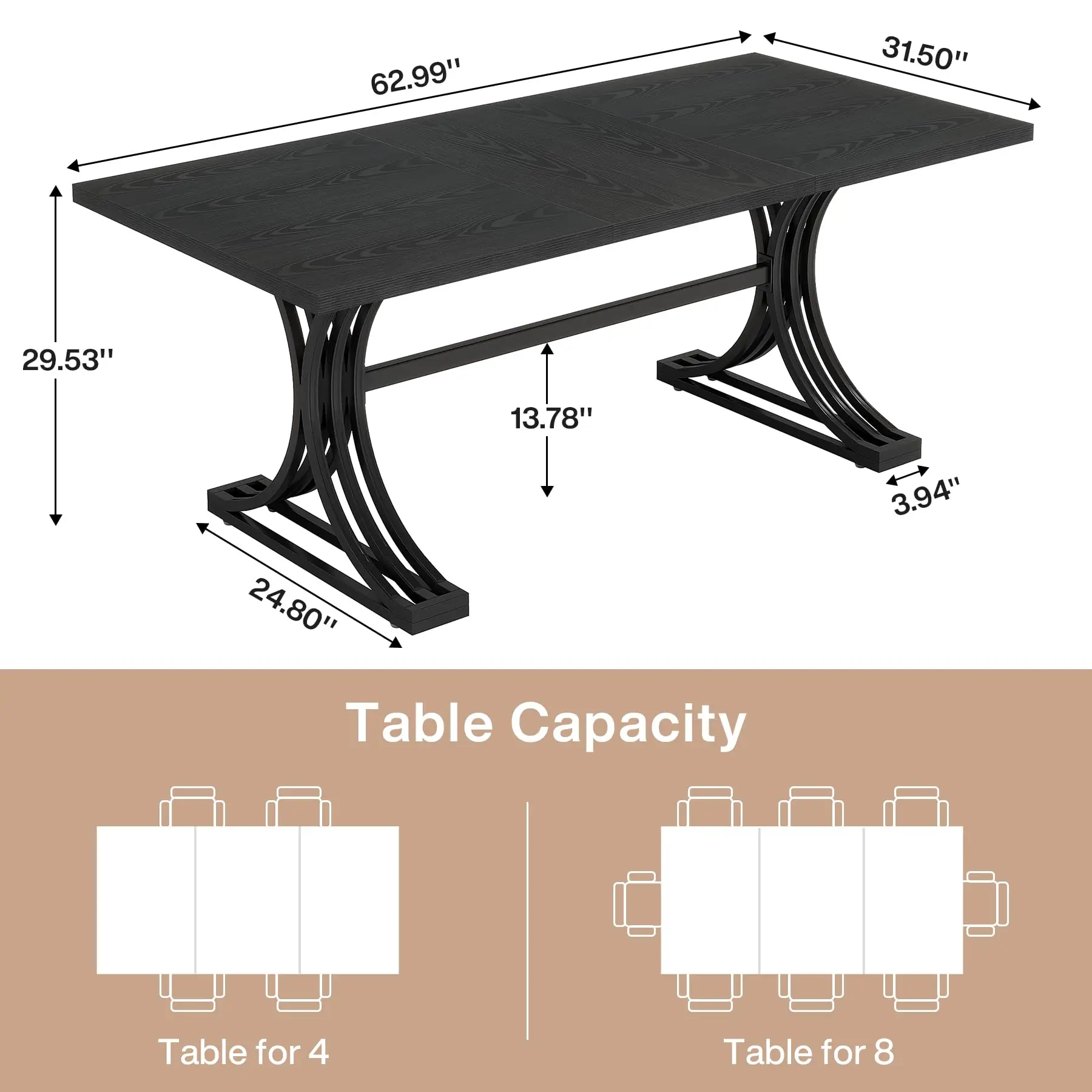 5FT Small Conference Table for 4 to 6, Modern Meeting Table with Strong Metal Frame for Office Meeting Conference Room