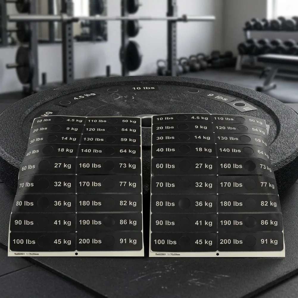 Gym Weight Stickers 2 Sheets for Weight Identification and Stack Labeling 4.5kg to 91kg Increments  Gym Weight