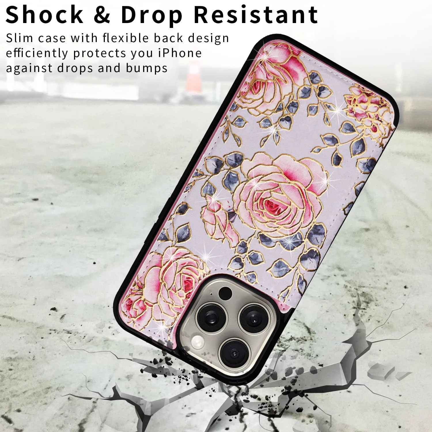 Wallet Case for iPhone 15/14/13/12/11 Pro Max with Card Holders, PU Leather Cover Kickstand RFID Blocking Double Magnetic Clasp