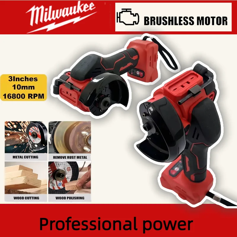 Milwaukee para 20v18vbateria 3 Polegada moedor de ângulo sem fio máquina polimento moagem elétrica moedor corte diamante ferramenta elétrica
