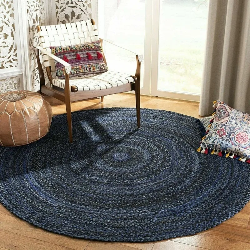 

Rug 100% Natural Cotton Handmade Reversible Carpet Rustic Look Living Area Rug