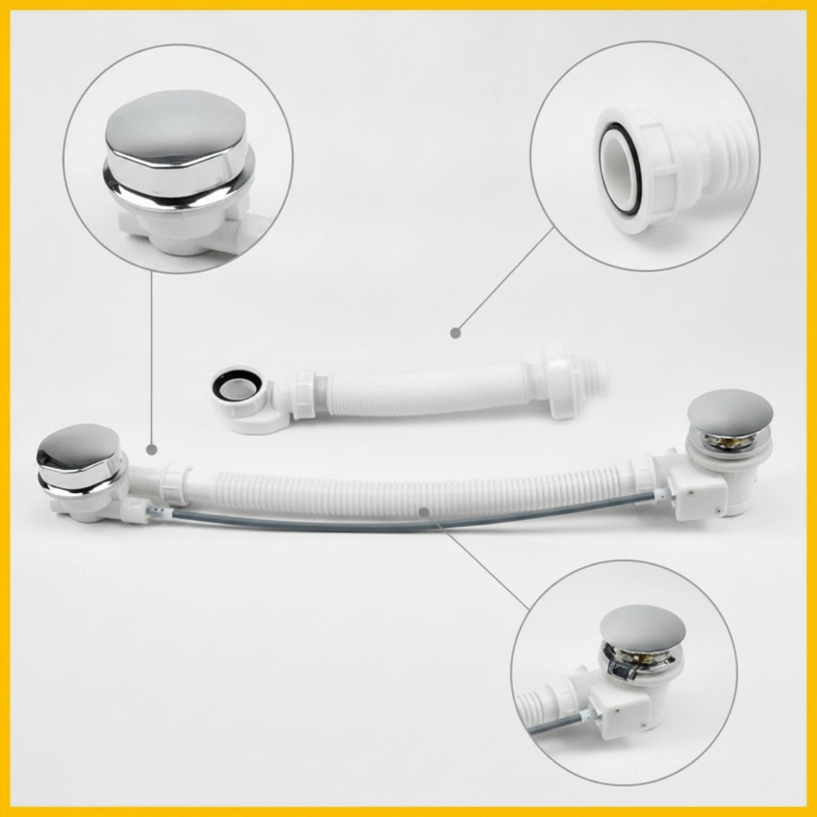 Bathtub Drain with Overflow Ajustable Lift-up Bath Waste Bathtub Waste Kit Fácil Instalación Tapón De Bañera Universal