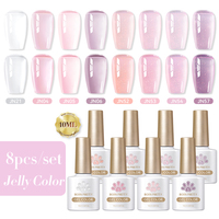 BORN PRETTY Crystal Neon Pink Nude Jade Gel Nail Polish Set Kits French Nail Design Natural Color Manicure Nail Supplies