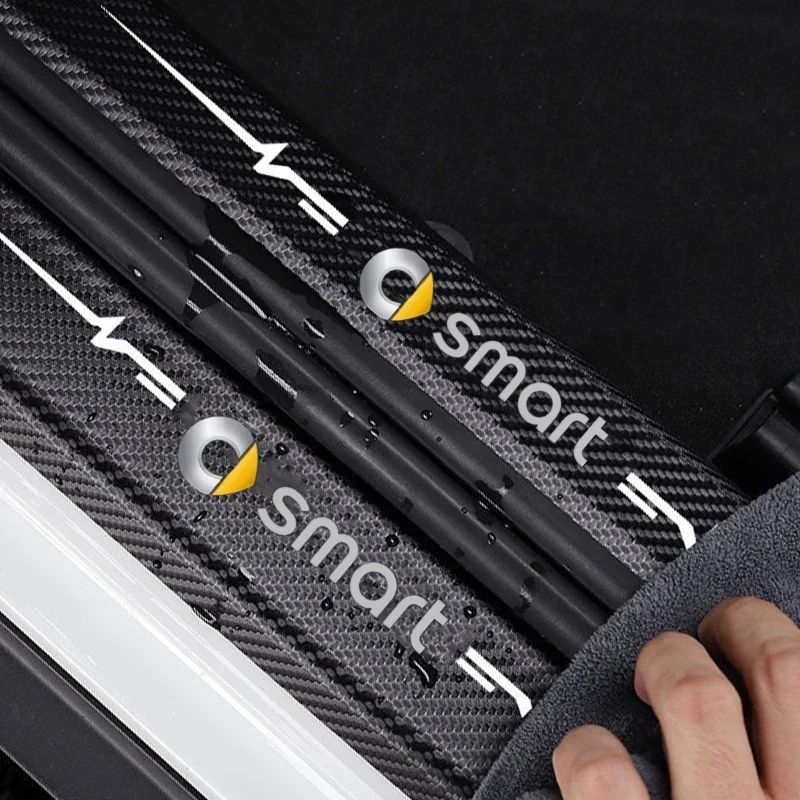 Car Door Sill Protector Sticker Carbon Fiber Threshold Rear Bumper Guard Strips for Smart Forfour Fortwo 453 451 450 Accessories