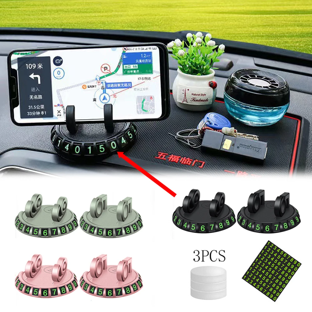 

3-In-1 Car Fragrance Holder, Dashboard Mobile Phone Holder, 360-Degree Rotation, Temporary Parking Number Plate