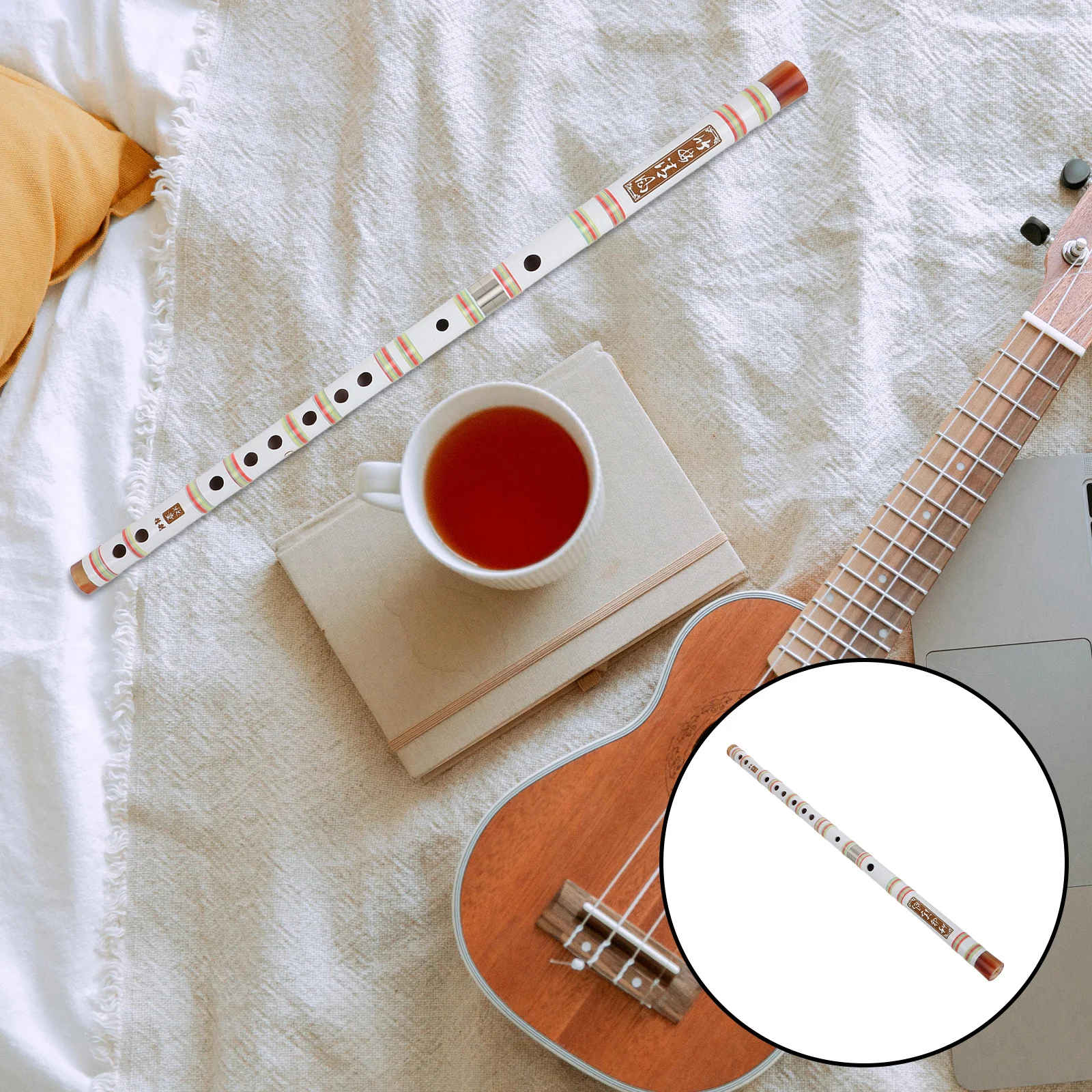 

Two-Section Bamboo Flute Bitter Bamboo Traditional Chinese Musical Instrument Beginner Portable Flute for Practice