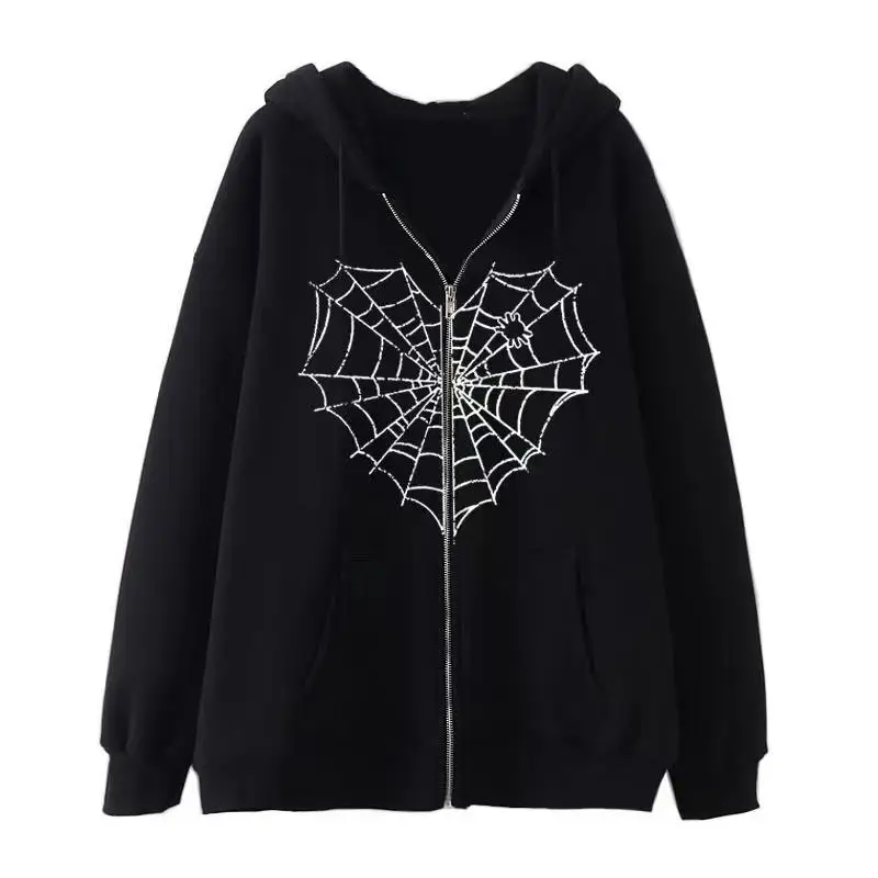 Jaqueta com Zíper e Capuz Estampada Plus Size para Mulheres, Roupas Plus Size Confortáveis, Estilo Esportivo, Cardigã Forrado...