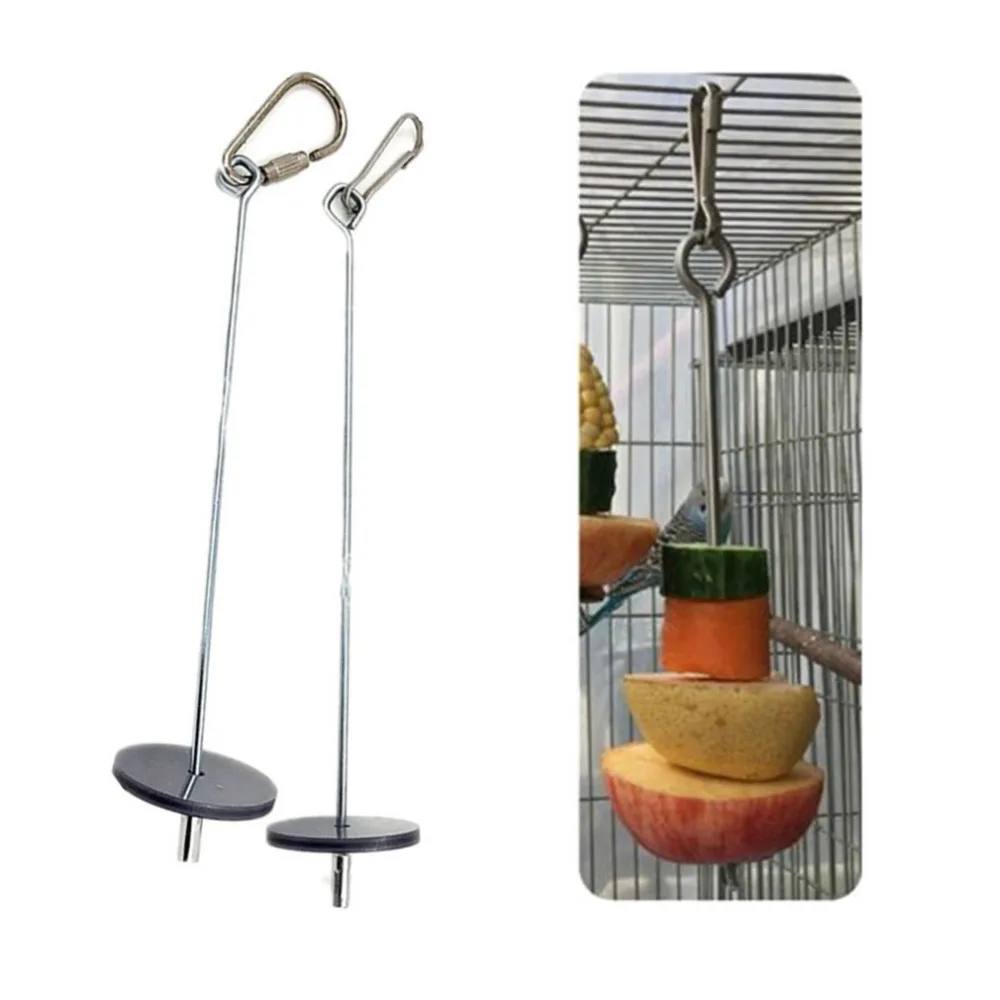 Soporte de comida de acero inoxidable para loros y pájaros, palo de lanza de fruta de acero inoxidable, brocheta de carne, alimentador de palitos de alimentación para pájaros