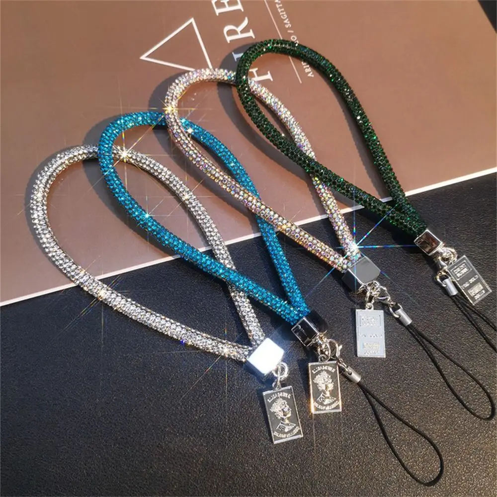 Full Diamond Rhinestone Phone Lanyard Wrist Chain Diamond Pendant Rhinestone Neck Strap Anti-lost Short Long Phone Straps