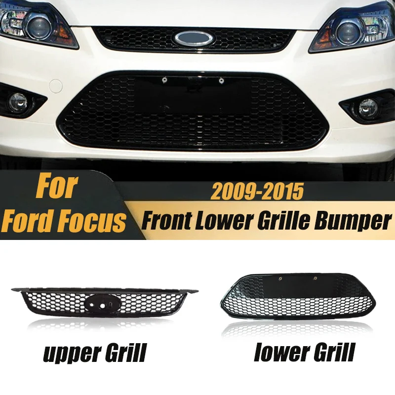 

Front Lower Grille Bumper for Ford Focus 2009-2015 Car Front Grille Honeycomb Hatchback Sedan Guard Protector Cover Kits Tuning