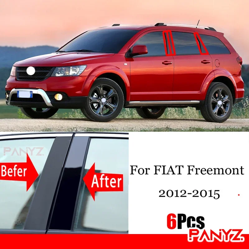 New Arrival 6PCS Window Trim Cover BC Column Sticker Fit For FIAT Freemont 2012 2013 2014 2015 Polished Pillar Posts