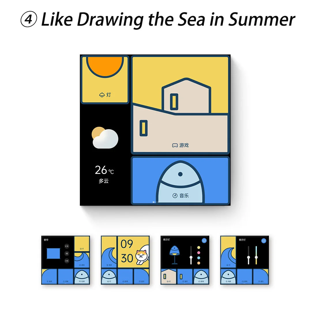 2023 Aqara مفتاح ذكي S1E التحكم باللمس 4 كامل LED الموقت التقويم إحصاءات الطاقة المشهد إعداد عن بعد لتطبيق Homekit Aqara