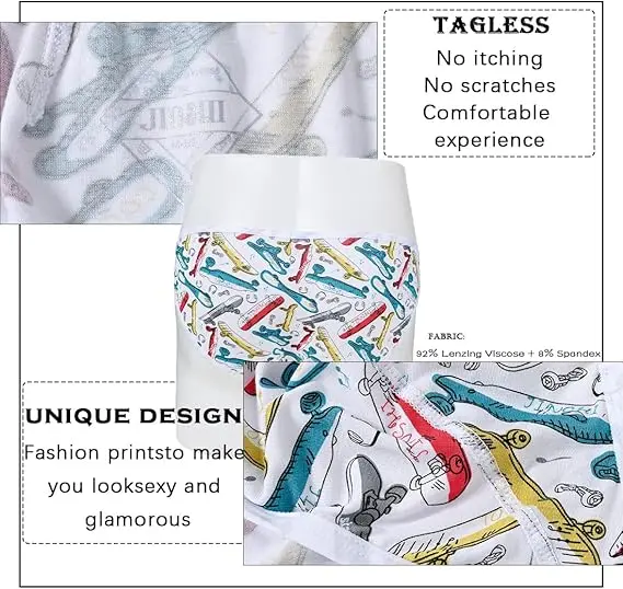 zonbailon Men's Briefs Comfortable Underwear Cartoon Print Low Rise Big Pouch Underpants