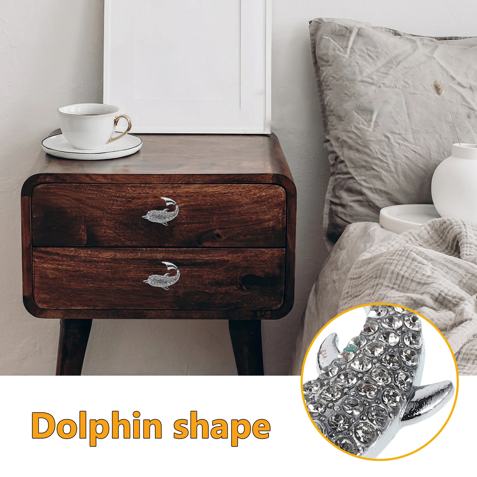 4 قطعة حجر الراين تألق دولفين مقابض أدراج النمط الأمريكي للأطفال مقابض لقطع الأثاث الزخرفية تسحب الاطفال مضمد المقابض