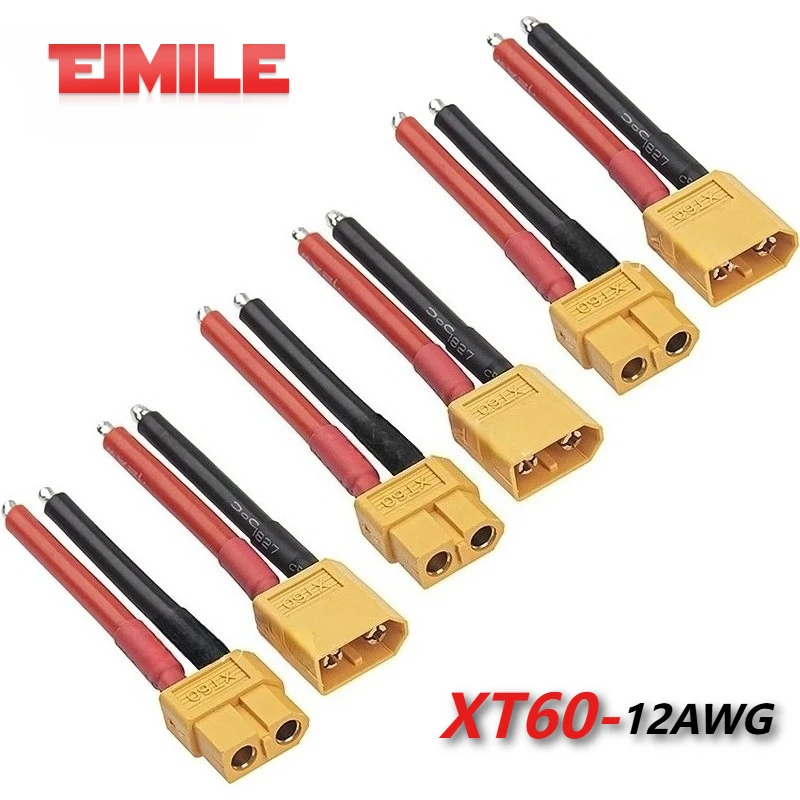 12AWG XT60 Male Female Plug Connector for Electric Balance Vehicles 4MM Lithium Battery Output Interface Battery Connection Wire